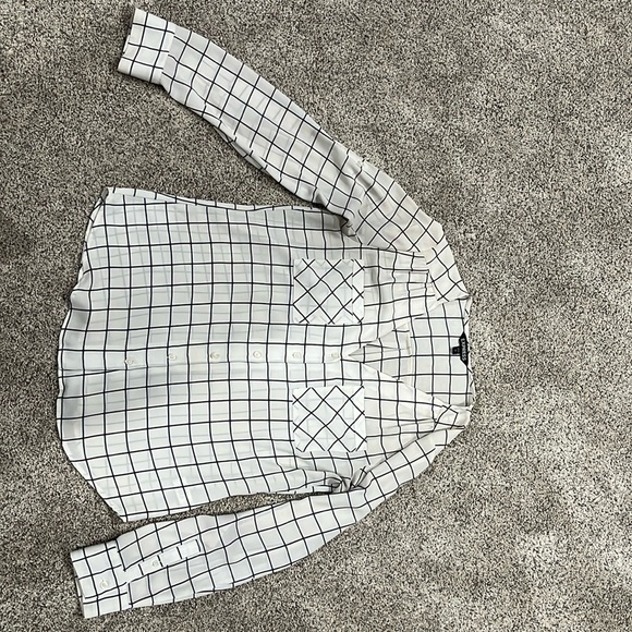 Express long sleeve windowpane blouse - Picture 2 of 6